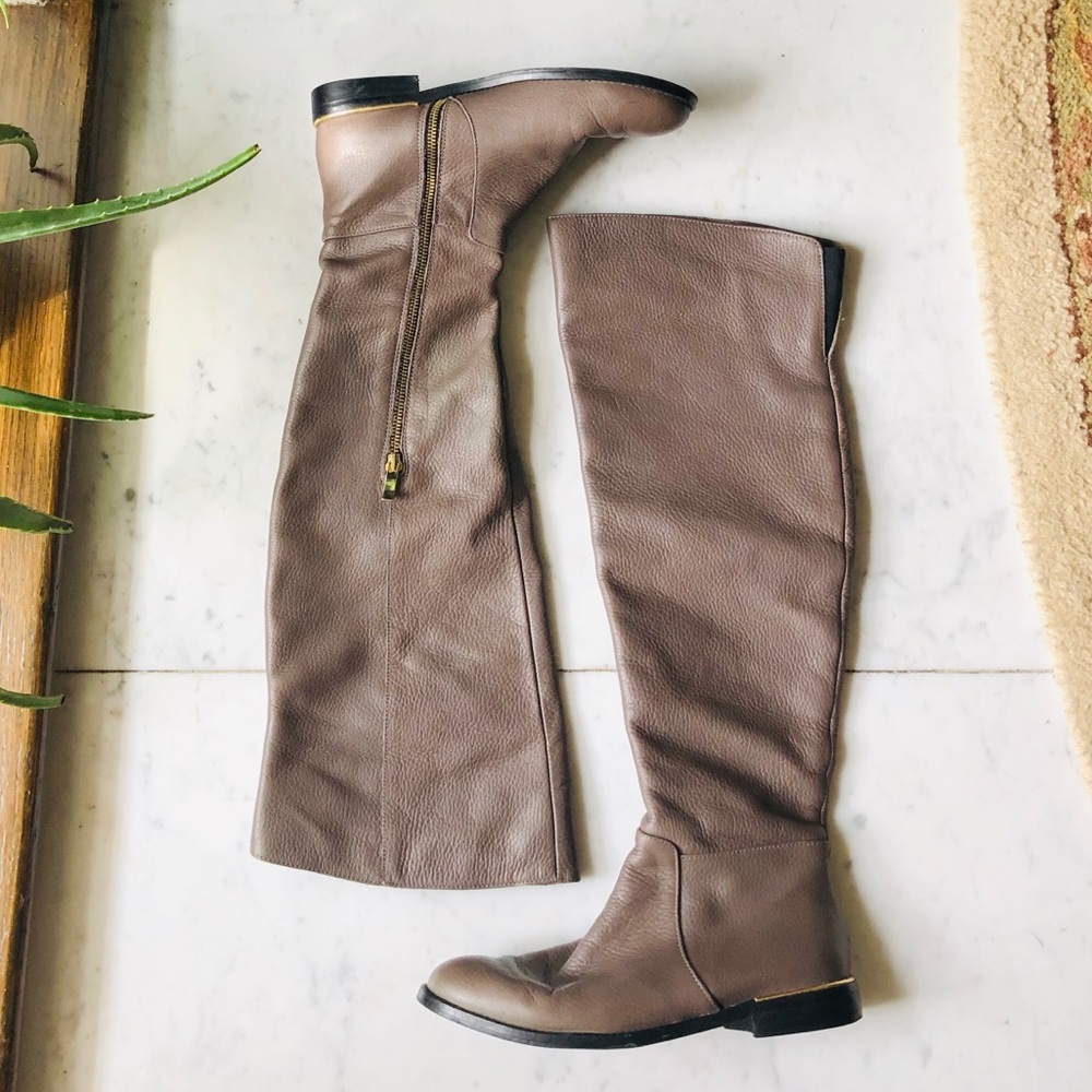 Carmen Marc Valvo Taupe Over The Knee Boots
